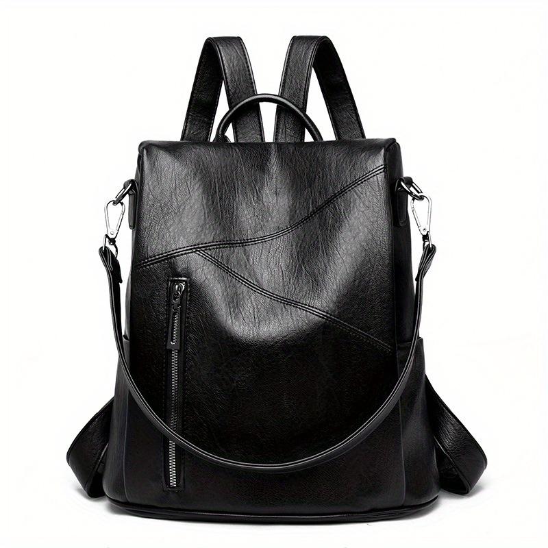 

Женский кожаный рюкзак против кражи - Стильный и функциональный дорожный рюкзак с несколькими отделениями, Вместительная женская винтажная сумка через плечо чёрный