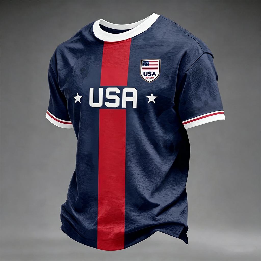 Men's Casual Lightweight Breathable Short Sleeve Crew Neck T Shirt with Graphic Print USA Design for Everyday Wear