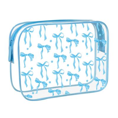Portable Waterproof PVC Makeup Bag Lightweight Bow Transparent Toiletry Bag Women Handbag Travel