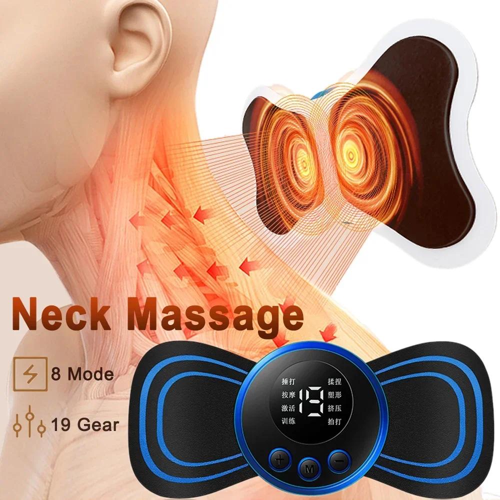 Elektrisches Nackenmassagegerät Mini Zervikales Rückenmuskel-Massagepflaster Stimulator Massageador Matte Tragbare Gelpad-Aufkleber Slim