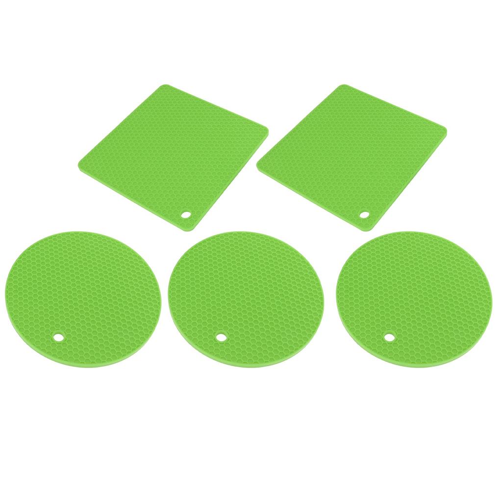 5Pcs Silicone Trivet Mat Round Hot Pad Non Slip Heat Resistant for Hot Plate Pans Kitchen Pots