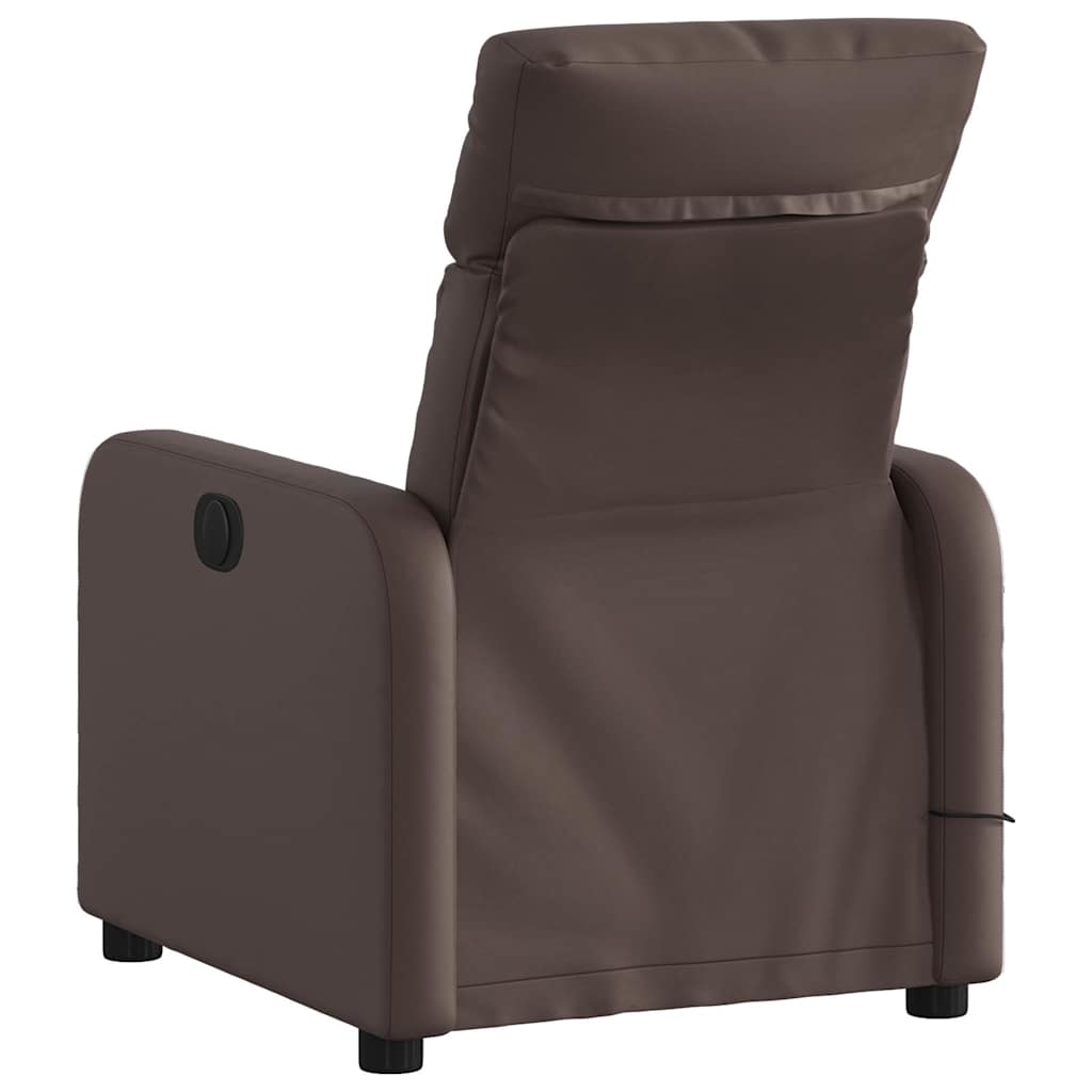 Vidaxl Reclining Massage Chair, Brown, Upholstered with Faux Leather
