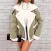 Damen Fleecejacke mit Kragen aus Kunstfell, weicher Plüsch-Oberbekleidungsmantel