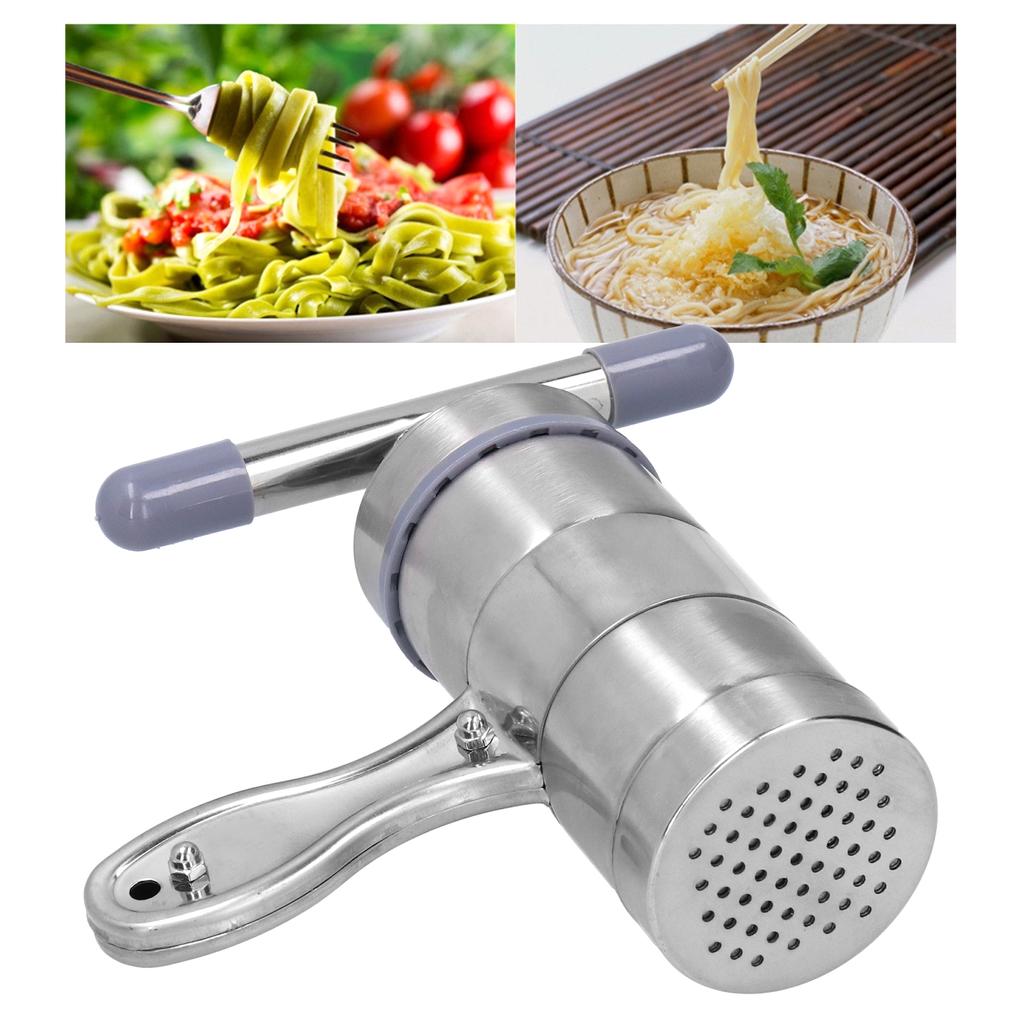 Stainless Steel Manual Noodle Maker Pasta Press Machine with 5 Mold Head Kitchen Accessory