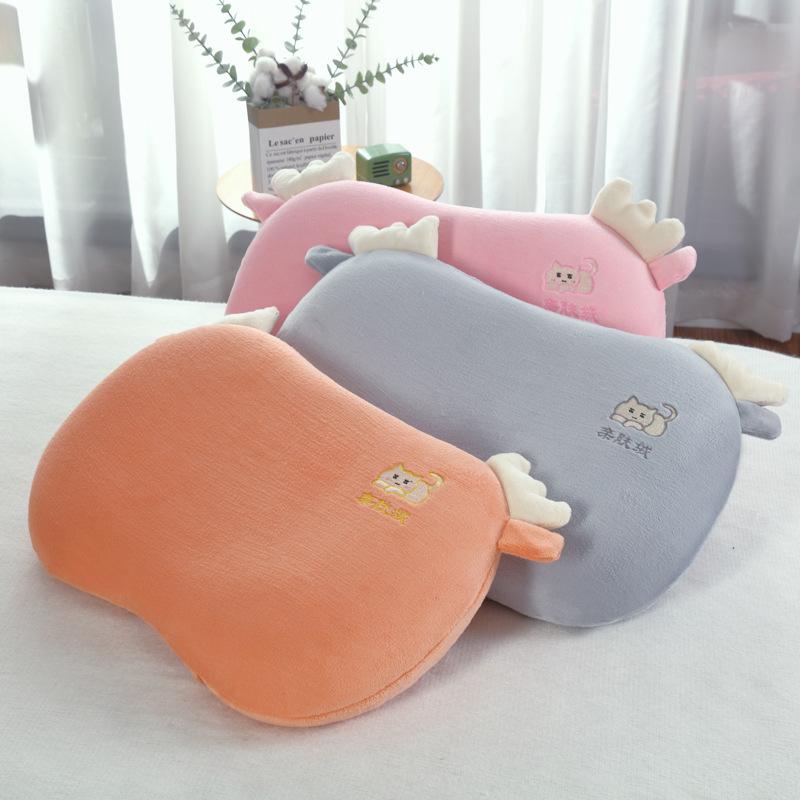 2024 New Cute Spa Sleeping Bouncy Memory Foam Skin-Friendly Velvet Embroidery Flower Cat Belly Pillow Memory Pillow