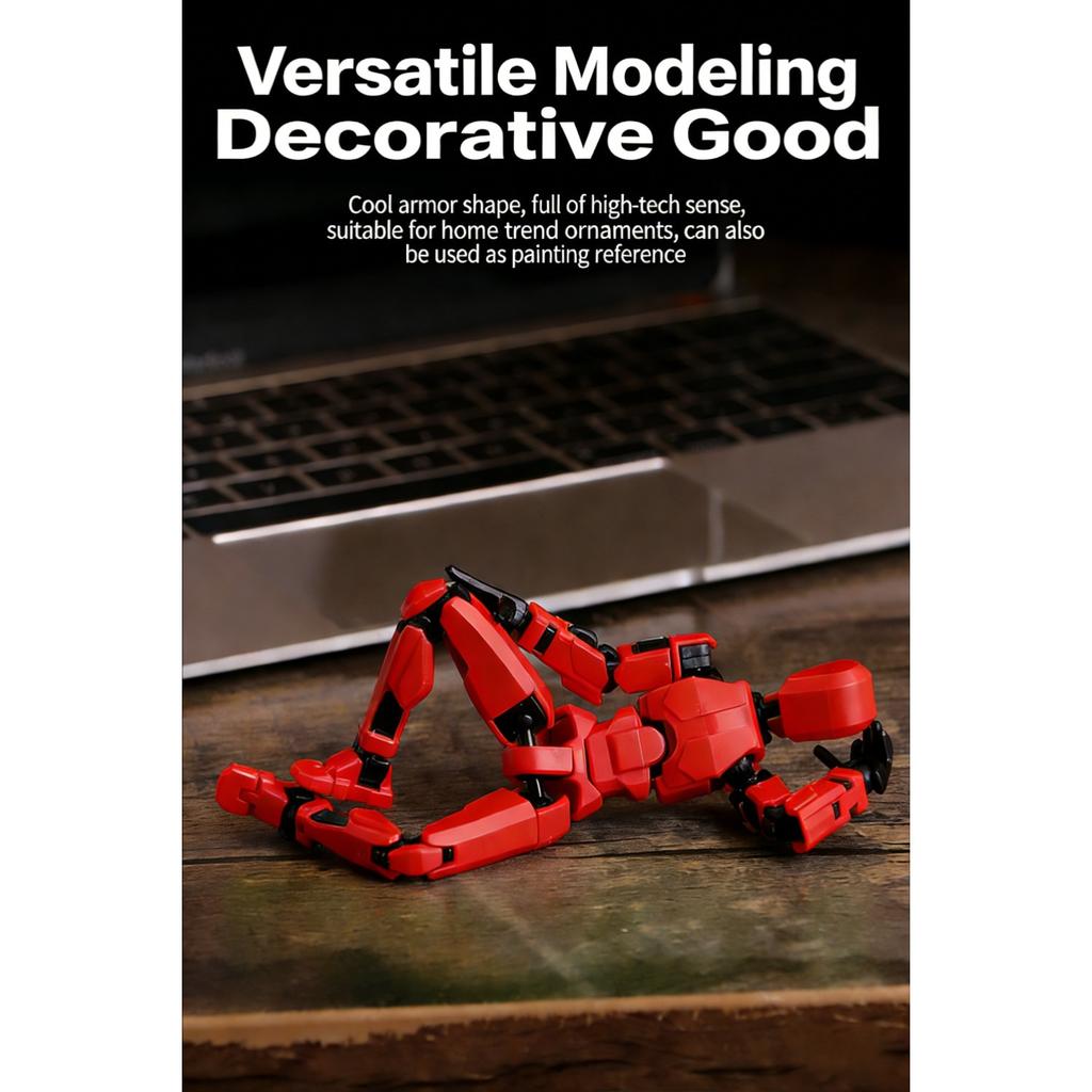 DUMMY 13 Articulated Mobile Robot Toy, 3D Printed with Magnets, Manual Assembly, Red Color