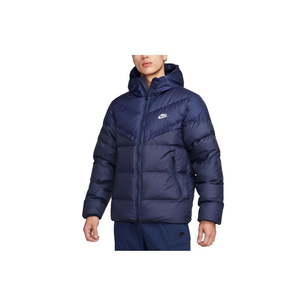 Nike Solid Color Fitted Hooded Long Sleeve Down Jacket Men Outerwear Blue FB8178-410