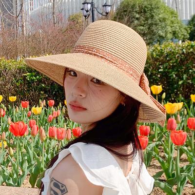 Elegant French Retro Straw Sun Hat for Women - Breathable, Wide Brimmed Beach Cap with Bowknot Design Outdoor Accessories|Elegant French Style