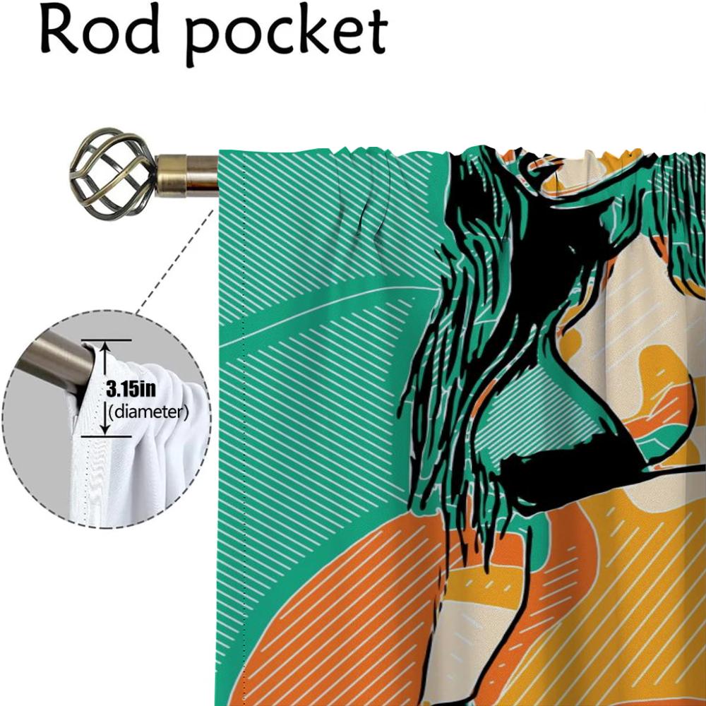 Set Of 2 Anti Mosquito Curtains Abstract Sexy Girl Camera Window Curtain Tulle Bedroom Blinds Kitchen Light Blocking Polyester Ideal For Master