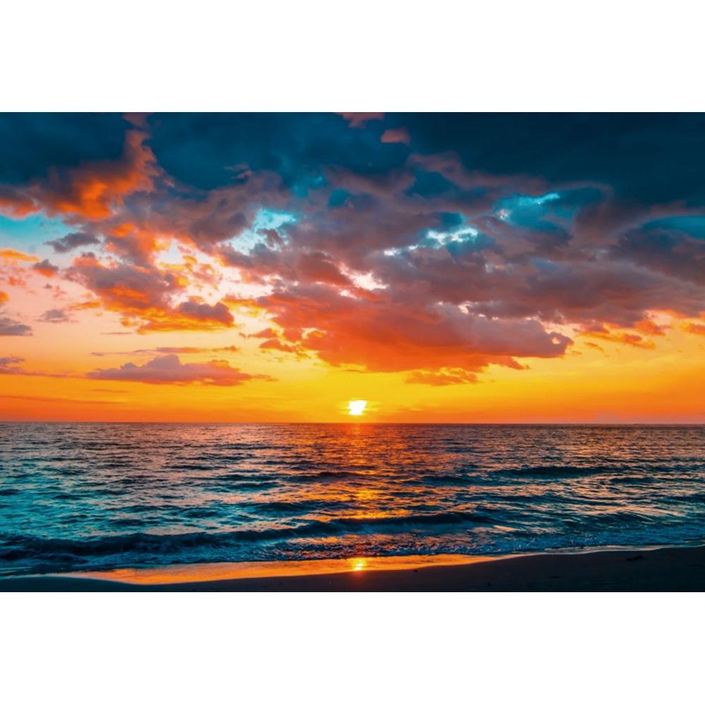 Background Photo with Beach Waves and Sunset, Summer Vacation, Ocean, Beach, Blue Sky, White Cloud, Sand, Photo Shoot