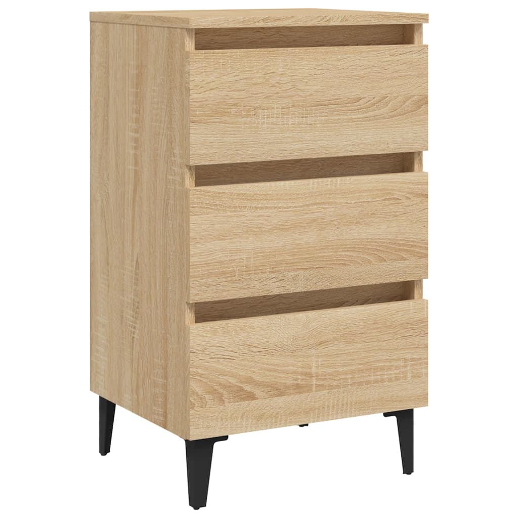 Nightstand with Metal Legs Sonoma Oak Finish 40 x 35 x 69 cm