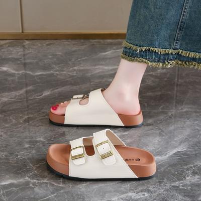 Klassieke Kurksandalen Voor Dames Heren Mode Zachte Dikke Zool Kurk Slippers Zomer Strand Sandalen Thuis Open Teen Platte Sandalen