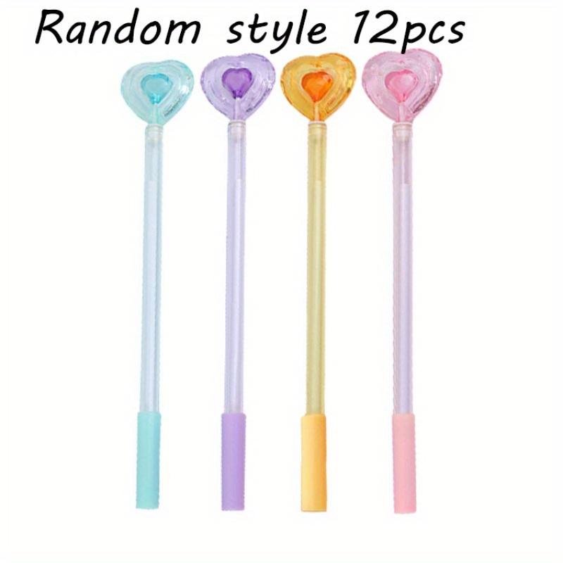 

12 шт. 0,5 мм Креативная ручка-гелевая ручка с подвеской в виде сердца, милая качающаяся ручка в форме сердца, высококачественная канцелярская ручка, офисная ручка для подписи, сезон «Назад в школу» Random style 12Pcs