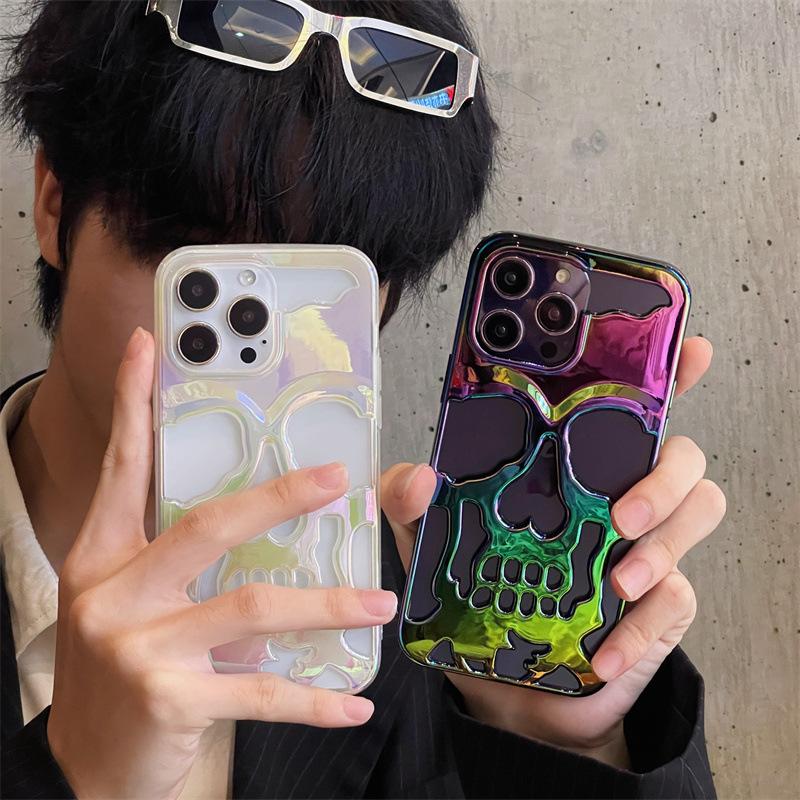 Colorful Electroplating Suitable For 15promax Halloween Skull Phone Case IPhone 14 11