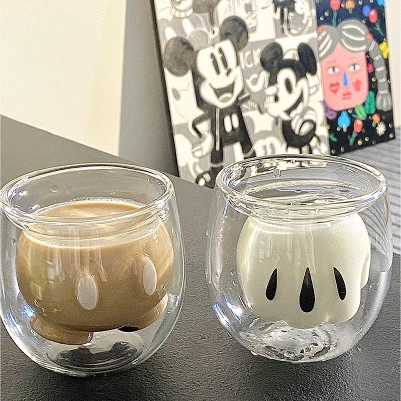 Glass Cup, Double-layer Dessert Cup, Juice Cup, Beverage Coffee Cup, Creative Glass Cup, Cartoon, Children's Gift