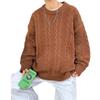 Pullover Sweater Men's Autumn and Winter Solid Color Simple Retro Crew Neck Knitted Sweater Lazy Wind Twist Thread