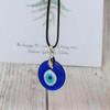 Pu Leather Chains Drop Shaped Round Demon Eye Clavicle Chains Blue Eyes Necklace Fashion Jewelry