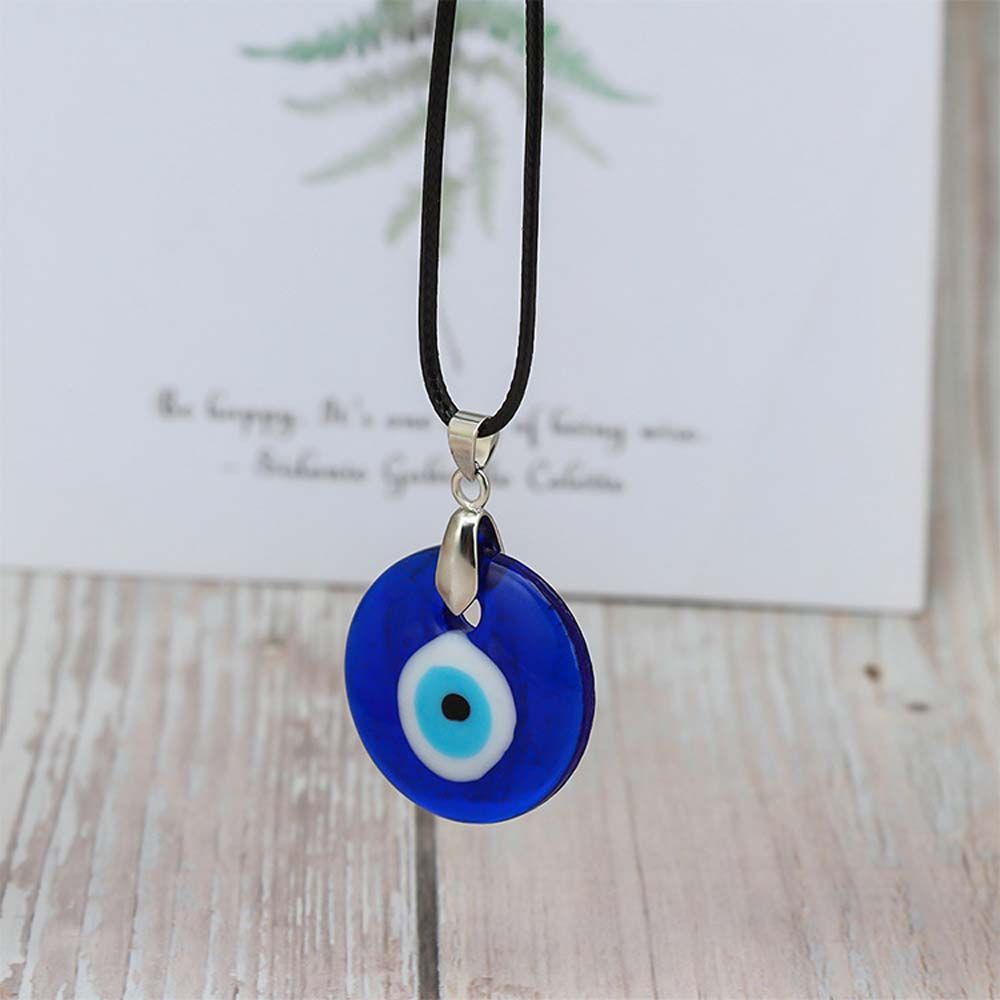 Pu Leather Chains Drop Shaped Round Demon Eye Clavicle Chains Blue Eyes Necklace Fashion Jewelry