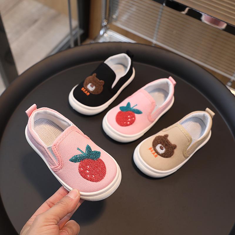 2026 Unisex Kinder Leinenschuhe mit kleinem Bären - Frühjahrs- & Herbststil für drinnen & Kindergarten