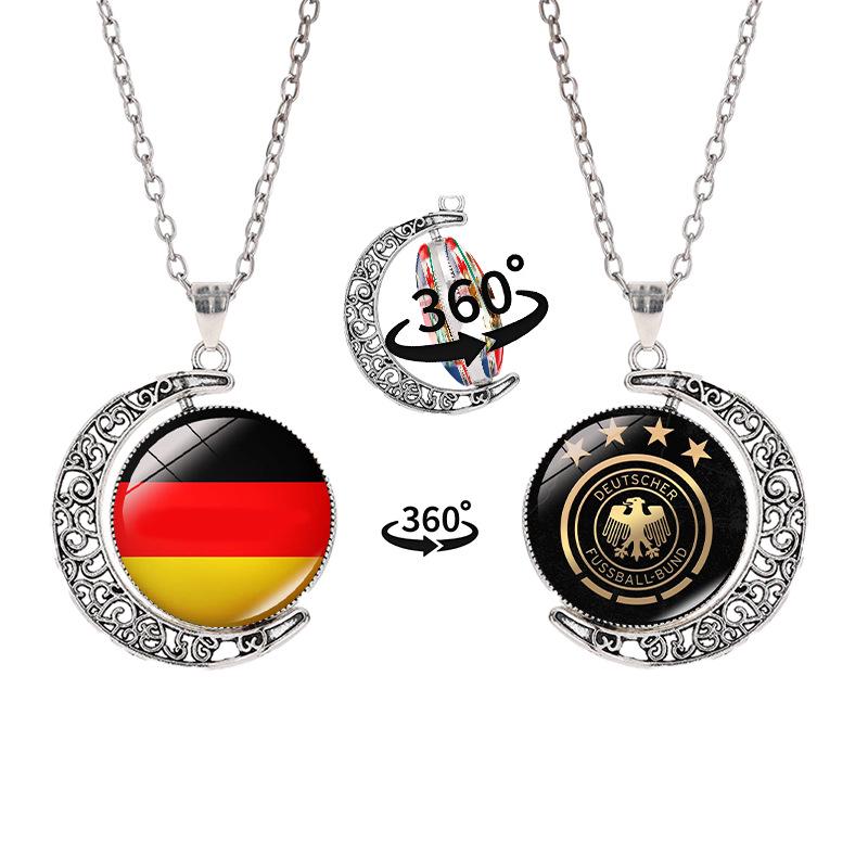 2026 World Cup Flag Emblem Double-Sided Crescent Pendant Necklace