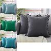 Luxurious 45x45cm Pom-poms Cushion Cover In Soft Velvet For Elegant Home Dcor