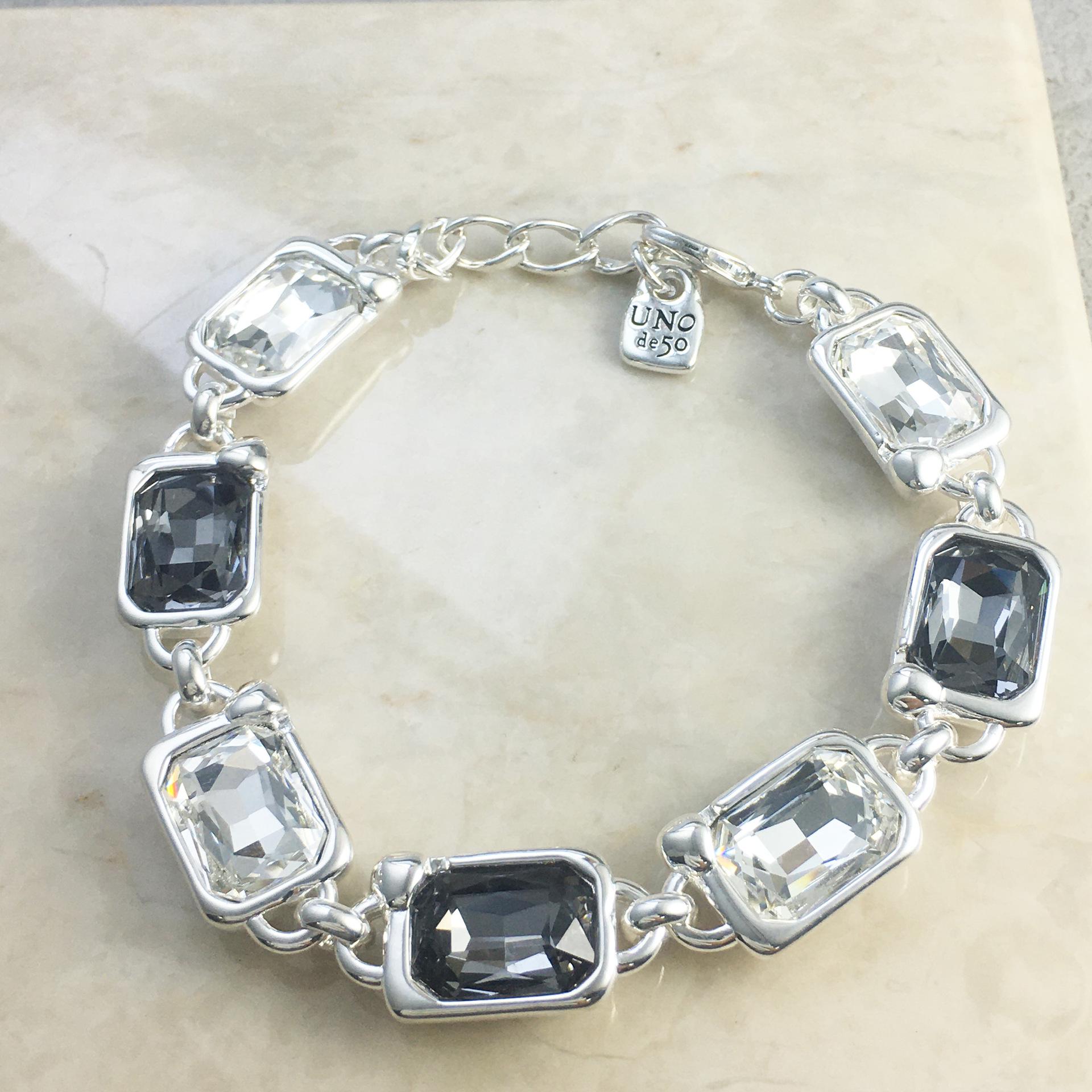 UNOde50 Luxe Gold-Plated Crystal Necklace: Multi-layer, European & American Socialite Style
