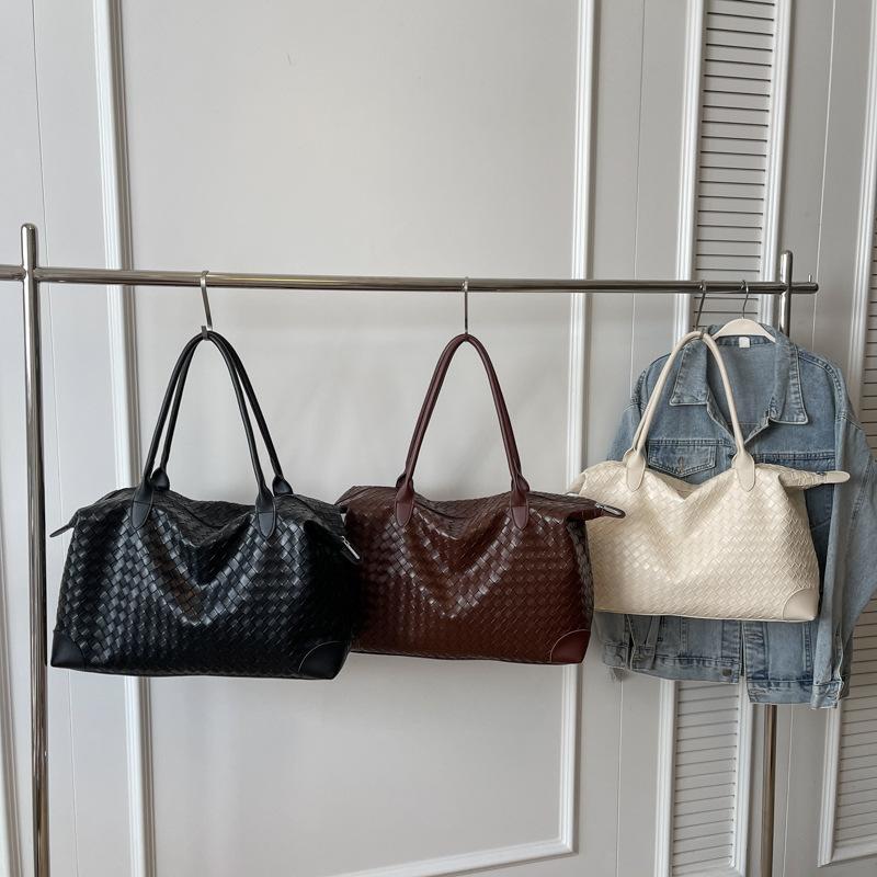 Large Capacity Woven Bag Women's 2026 Summer New Retro Short-distance Travel Bag Korean Fashion Portable Tote Bag