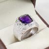 Amethyst Emerald Cut Gemstone With 925 Sterling Silver Ring For Men's #B716 JL375692741416