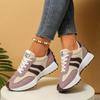 Women's Platform Daddy Shoes - Colorblock Round Toe Lace-Up Sneakers, Comfortable Cushioned Sole Walking Shoes for Ladies