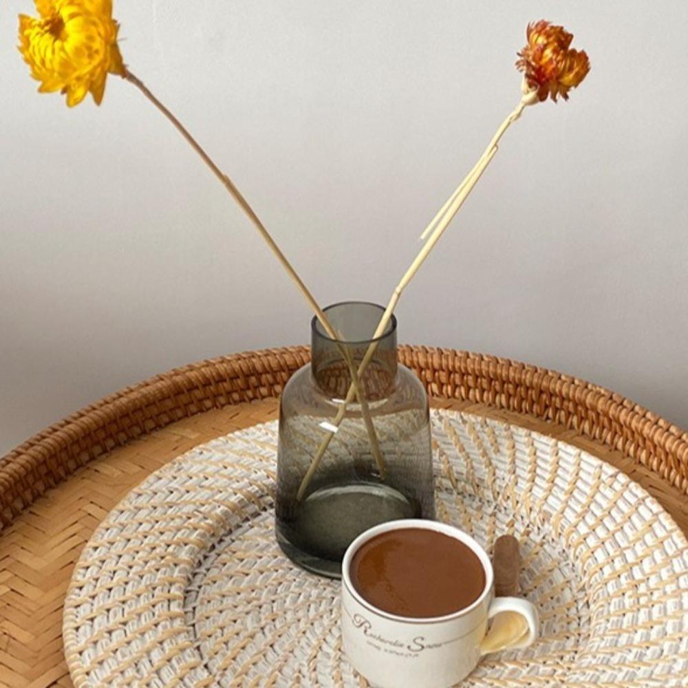 Retro Rattan Tray Handmade Fruit Plate Creative Dessert Plate  Bedroom