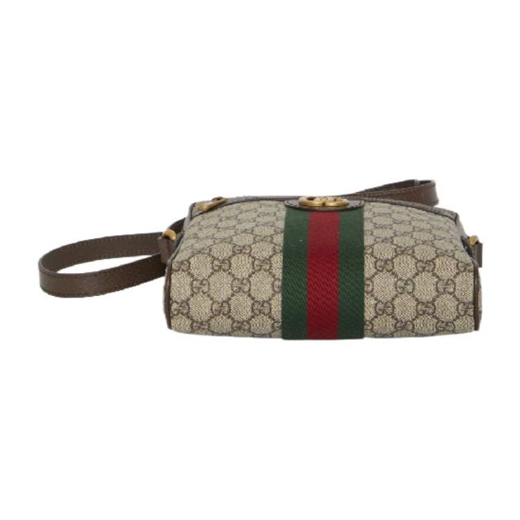 Gucci Ophidia Logo Stripe Webbing Canvas And Leather Shoulder Bag Small Men Shoulder Bag Ebony 547926-96IWT-8745