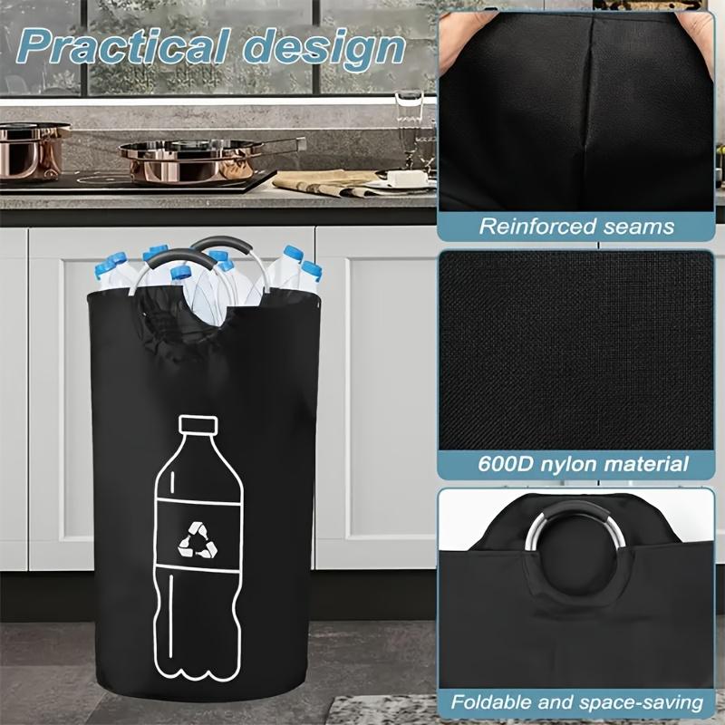 Folding Recycling Bin Extra Large Capacity Storage Basket For Kitchen Waste Bottle Collector Bag With Handle Collapsible Design