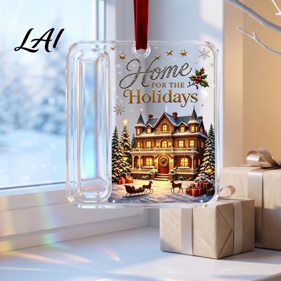 Unique Holiday Gift for Family Christmas Acrylic Money Holder Ornament Cash Hanging Decor with Stocking Stuffer Festive Pattern Tree Pendant