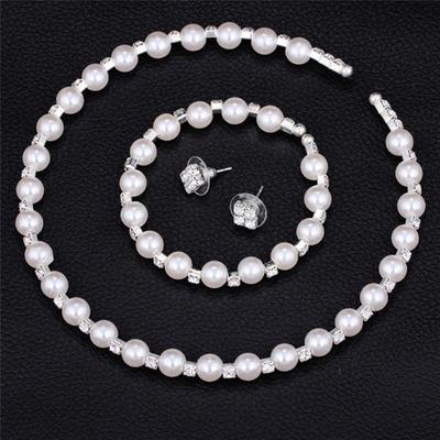 1 Set Pearl  Bridesmaid Wedding Jewellery Set Necklace Bracelet Earrings