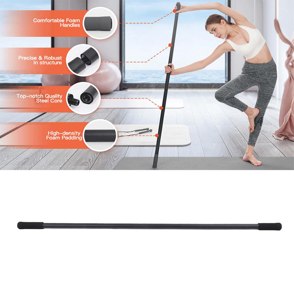 Yoga Stick Sturdy Steel Adjustable Stretching Stick Promote Flexibility and Balance Versatile Exercise Stick with Foam Handles for Fitness