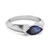 Blue Sapphire Marquise Shape Solitaire Ring - 925  Sterling Silver