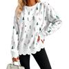 Women's Casual Lace Print Crewneck Sweatshirt Long Sleeve Pullover Top for Everyday Wear