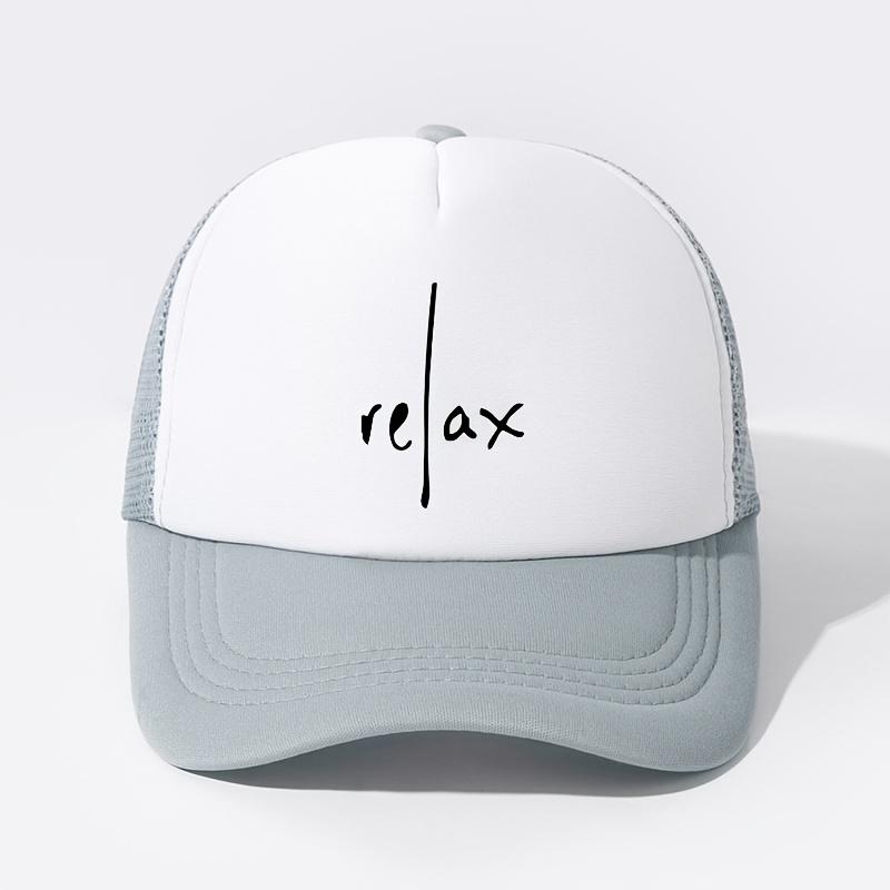Relax Graphic Trucker Hat Unisex Polyester Mesh Baseball Cap Casual Adjustable Summer Outdoor Headwear