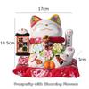 7 Inch Fortune Cat with Waving Arm Ceramic Lucky Cats Feng Shui Centerpiece Decor Ornament for Home Office Shop Decoration