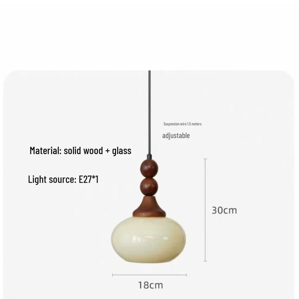 Mid-Century Wabi-Sabi Walnut Glass Pendant Light for Entryway, Hallway, Bar, Study, or Bedroom.