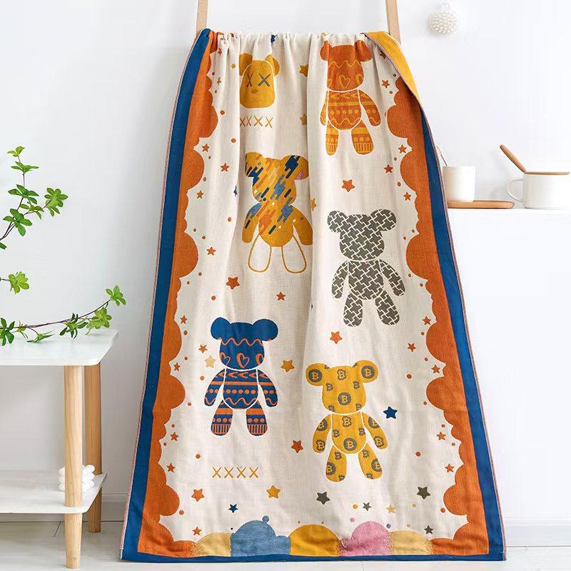 New Style Pure Cotton Gauze Jacquard Edge Binding Extra Large Thickened Absorbent Quick-Drying Bath Towel for Couples Family Use