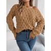 Autumn/Winter Women's Knitted Sweater Casual Feather-Patterned Openwork Off-the-Shoulder Sweater Featuring Bell Sleeves