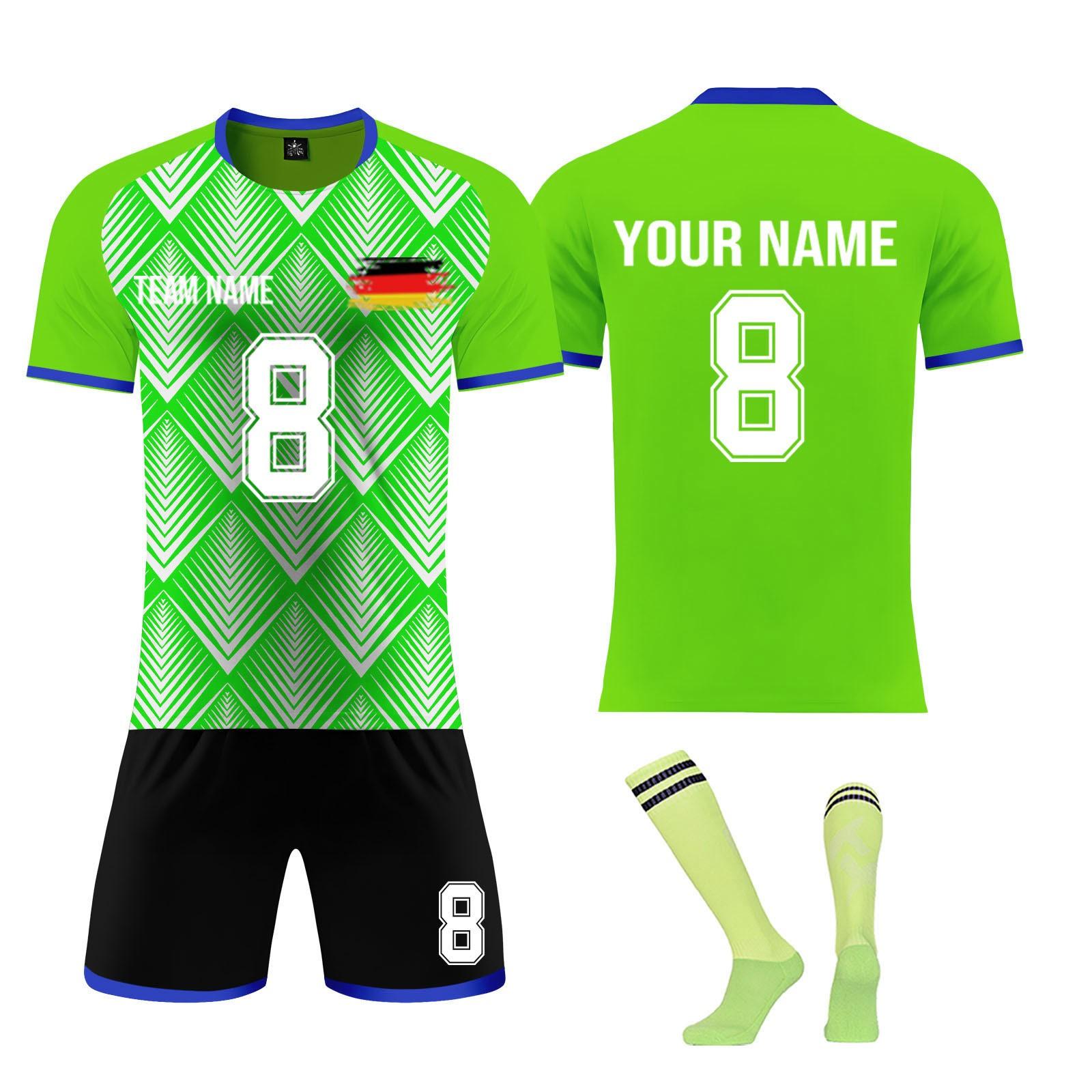 

Комплект персонализированных рубашек для мужчин и девочек с именем и номером, футбольные майки на заказ для мальчиков, тренировочный костюм L зелёный