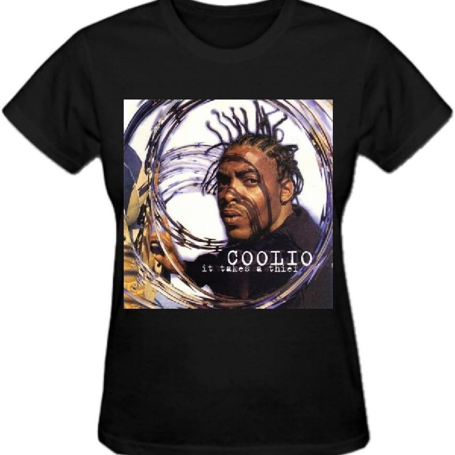 

Coolio It Takes A Thief Women T Shirts Round Neck Black S