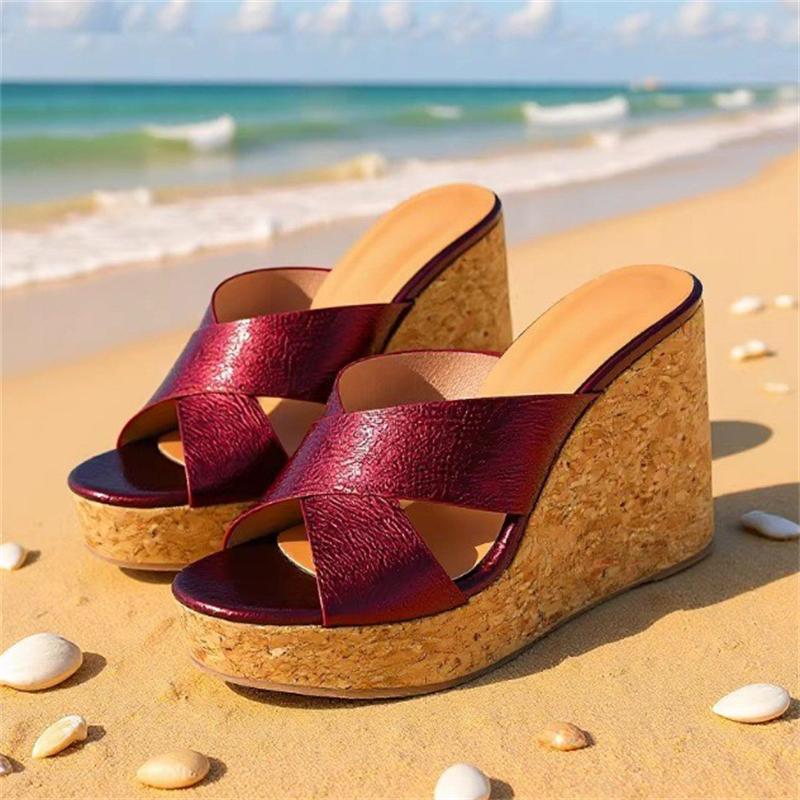 

Eilyken 2026 Summer Open Toe Platform Wedges Slippers Woman Thick Bottom High Heels Shoes Fashion Party Zapatos De Mujer 35 фиолетовый