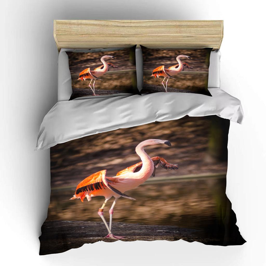 Flamingo cartoon cute bear kawaii Christmas gift king size double bed bedding set microfiber or polyester duvet cover set