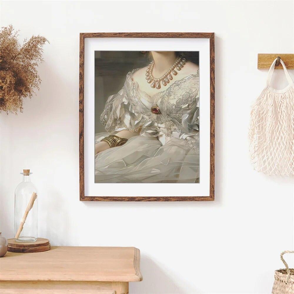 Woman Portrait Prints Baroque Art Poster Altered Art Feminine Wall Art Canvas Painting Maximalist Print Gallery Wall Decoration