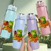 1PC Crocodile Cartoon Pattern 750ml Color Plastic Sports Water Bottle Leakproof Flip Straw Lid Suitable for Sports Office Home Use