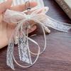 Hollow Pendant Keychain Red Ribbon Cherry Pendant Fashionable Lace Bow Keychain  Holiday Gift