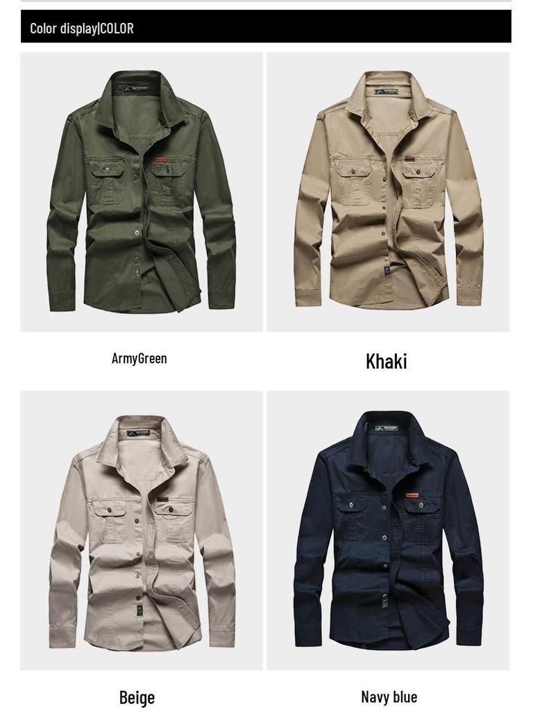 Herren Baumwoll-Arbeitshemd mit langen Ärmeln, bügelfrei - Lockere Passform, lässiges Oberteil für draußen